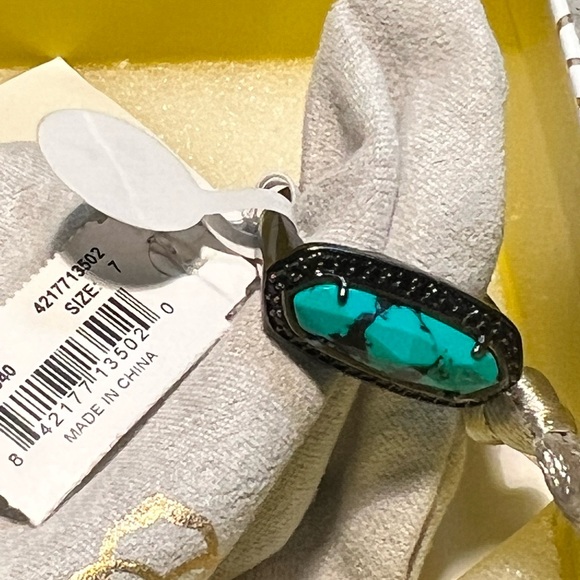 NWT Kendra Scott Arielle Ring Variegated Turquoise & Gunmetal SUPER RARE Perfect - Picture 4 of 14